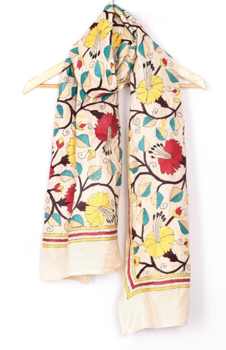 Handwoven Silk Kantha Stitch Stole
