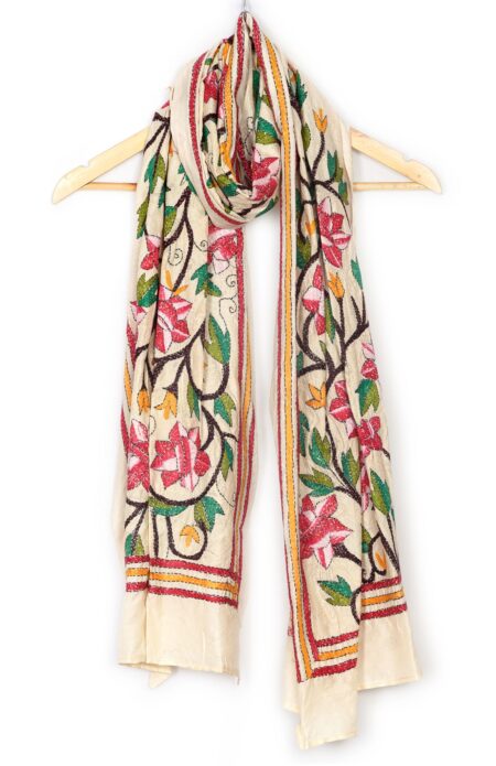 Handwoven Silk Kantha Stitch Stole