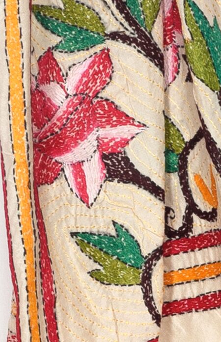 Handwoven Silk Kantha Stitch Stole - Image 2