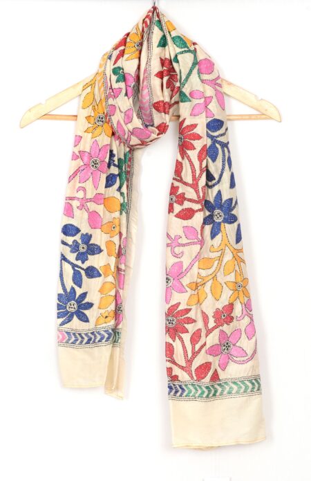 Handwoven Silk Kantha Stitch Stole