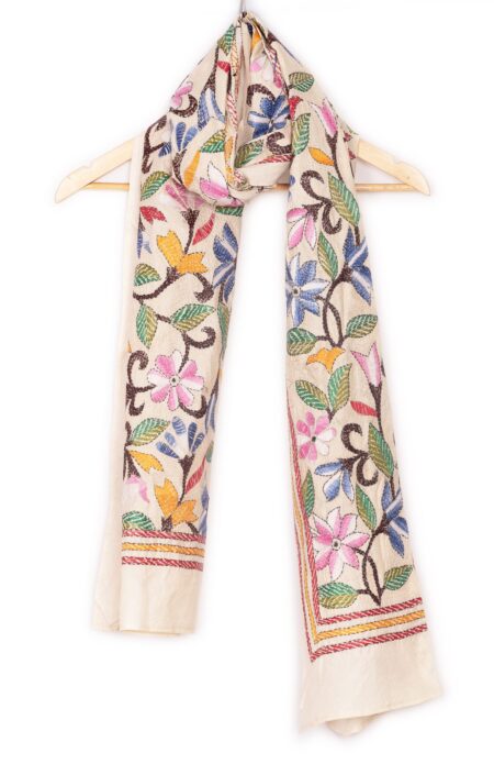 Handwoven Silk Kantha Stitch Stole