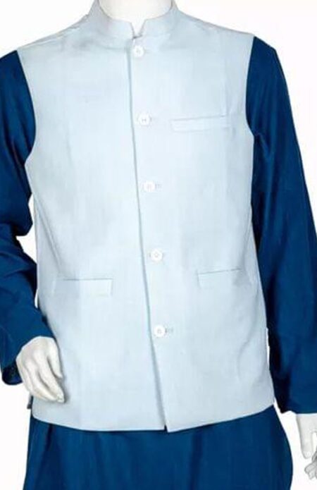 Muslin (6-ply) Handloom Jacket in Sky Blue