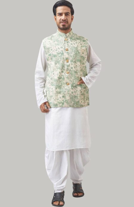 Handloom Jacket in Cotton with Prints