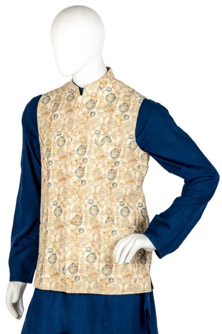 Handloom Jacket in Cotton with Print - Image 2