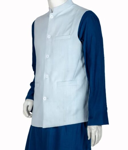 Muslin (6-ply) Handloom Jacket in Sky Blue - Image 2