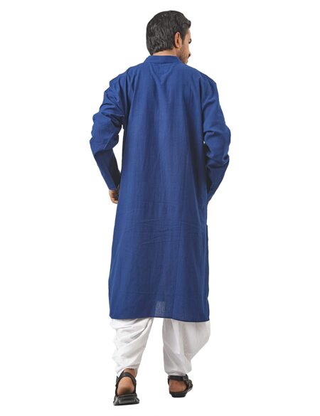 Handwoven Cotton Kurta in Indigo - Image 3