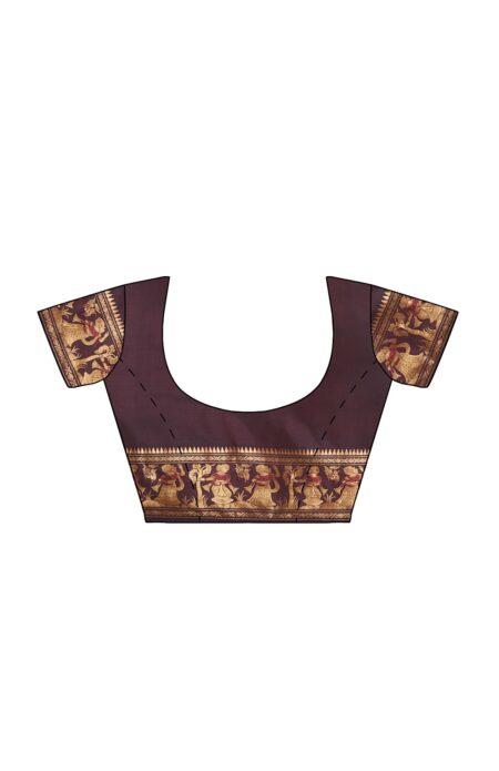 Baluchari Silk Saree - Maroon - Image 4