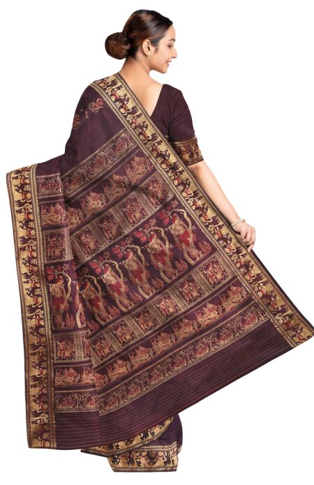 Baluchari Silk Saree - Maroon - Image 3