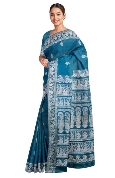 Baluchari Silk Saree - Turquoise