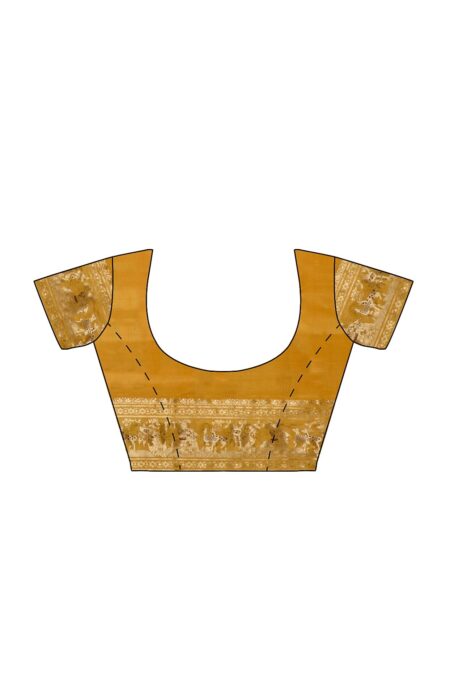 Baluchari Silk Saree - Mustard - Image 4