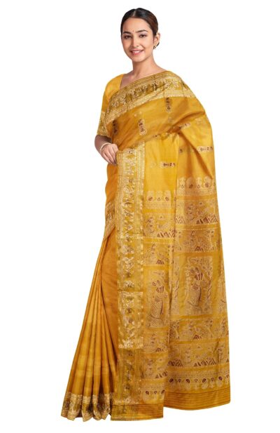 Baluchari Silk Saree - Mustard