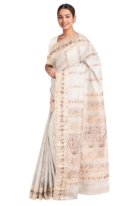 Baluchari Silk Saree - Off-White