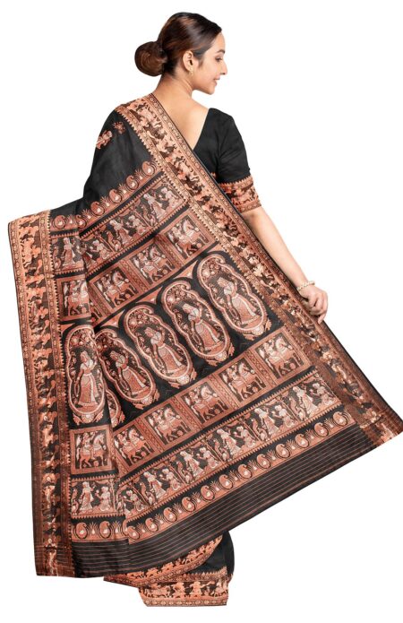 Baluchari Silk Saree - Black - Image 2