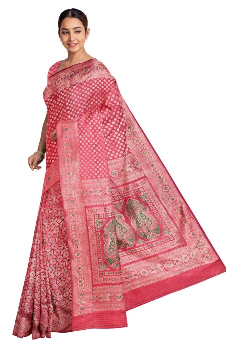 Baluchari Pargalani Silk Saree Magenta - Image 4