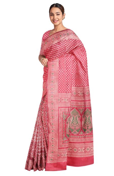 Baluchari Pargalani Silk Saree Magenta