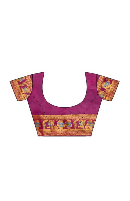 Purple Baluchari Saree with Mina Work - Image 4