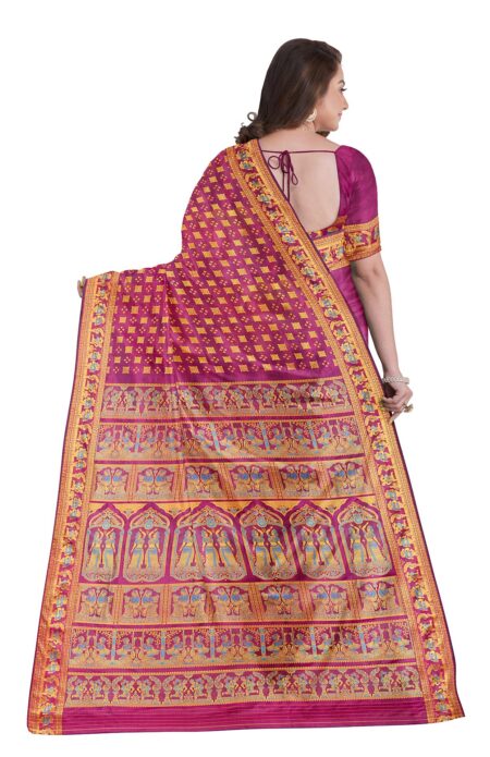 Purple Baluchari Saree with Mina Work - Image 2