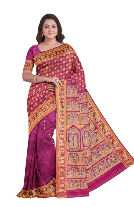 Purple Baluchari Saree with Mina Work