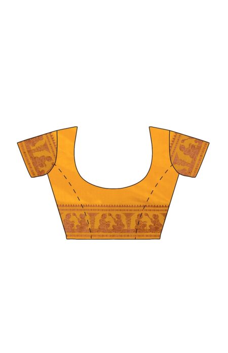 Baluchari Silk Saree - Mustard - Image 4
