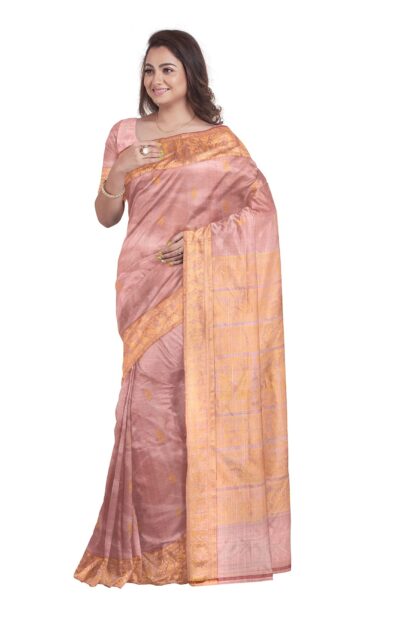 Baluchari Silk Saree - Peach Pink