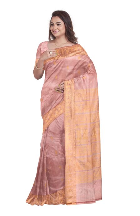 Baluchari Silk Saree - Peach Pink