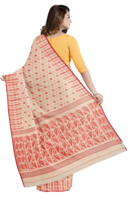 Handwoven Cotton Jamdani Saree - Image 3