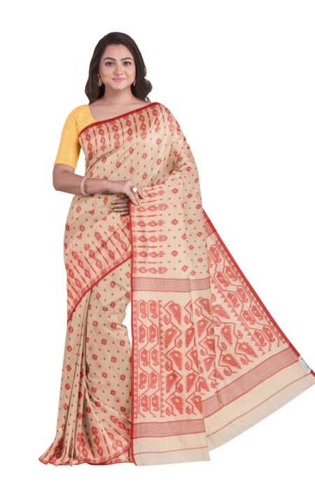 Handwoven Cotton Jamdani Saree - Image 2