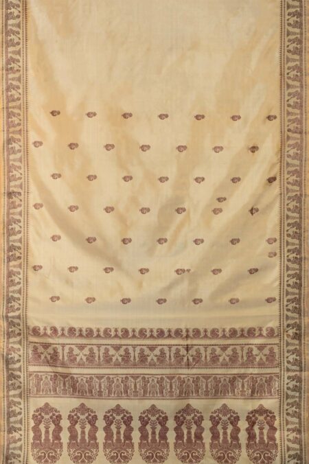 Baluchari Silk Saree  Beige - Image 5