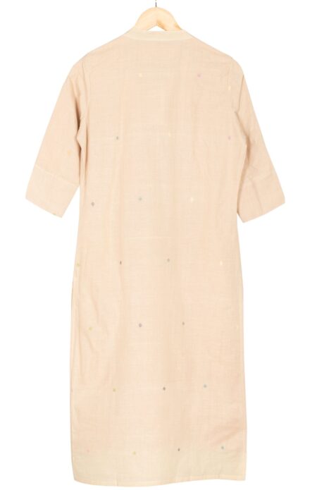 Handwoven Beige Cotton Jamdani Kameez for Women - Image 3