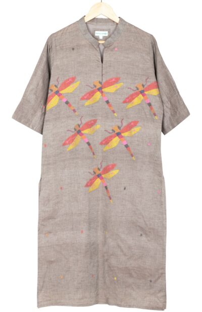 Handwoven Grey Cotton Jamdani Kameez for Women