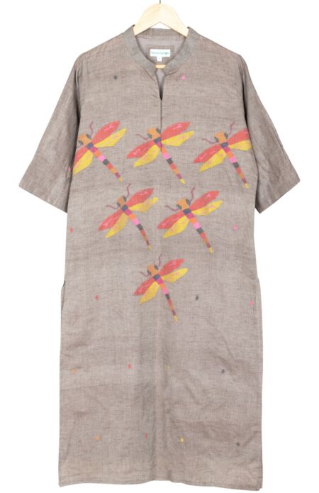 Handwoven Grey Cotton Jamdani Kameez for Women