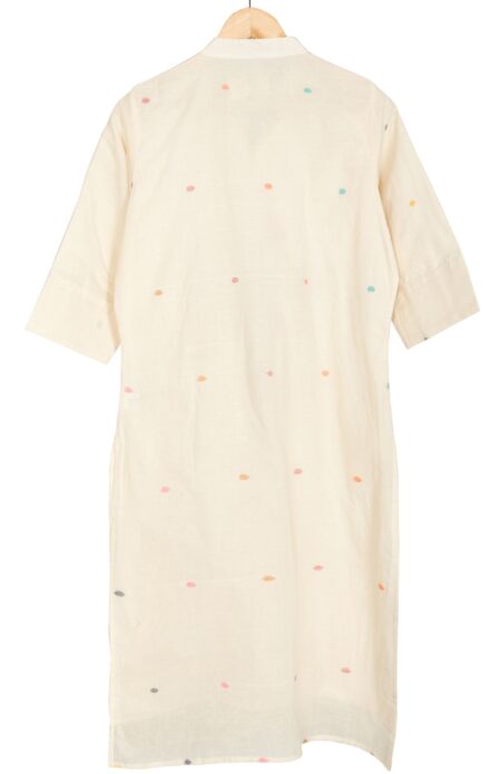 Handwoven Off-white Cotton Jamdani Kameez for Women - Image 3