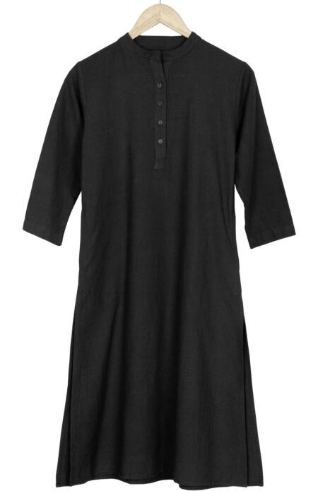 Handwoven Cotton Black Kameez for Women