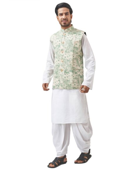 Handloom Jacket in Cotton with Prints - Image 2