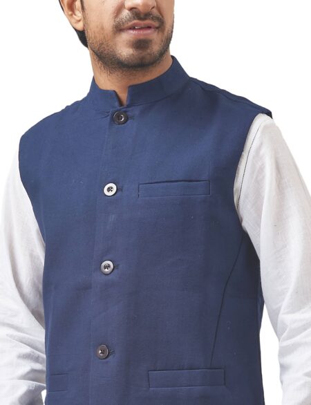 Muslin (6-ply) Handloom Jacket Indigo - Image 2
