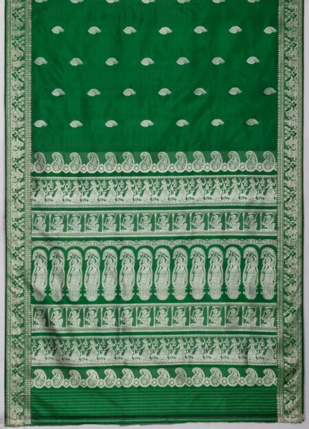Baluchari Silk Saree Green - Image 5