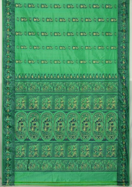 Baluchari Silk Saree - Green - Image 6