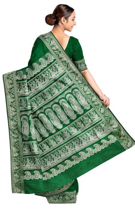 Baluchari Silk Saree Green - Image 2