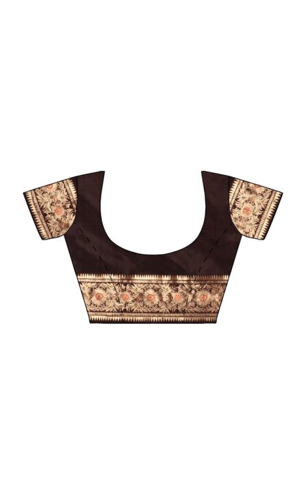 Baluchari Silk Saree  Brown - Image 4
