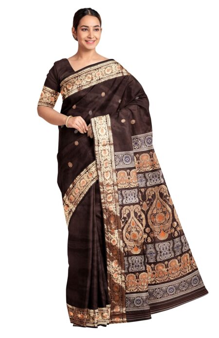 Baluchari Silk Saree  Brown - Image 3