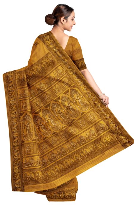 Baluchari Silk Saree Yellow - Image 2