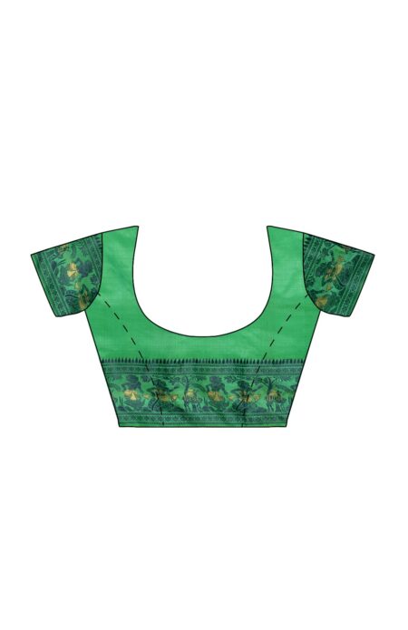 Baluchari Silk Saree - Green - Image 5