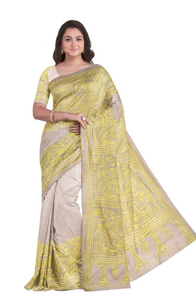 Hancrafted Kantha Silk Saree