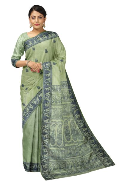 Baluchari Silk Saree - Light Green