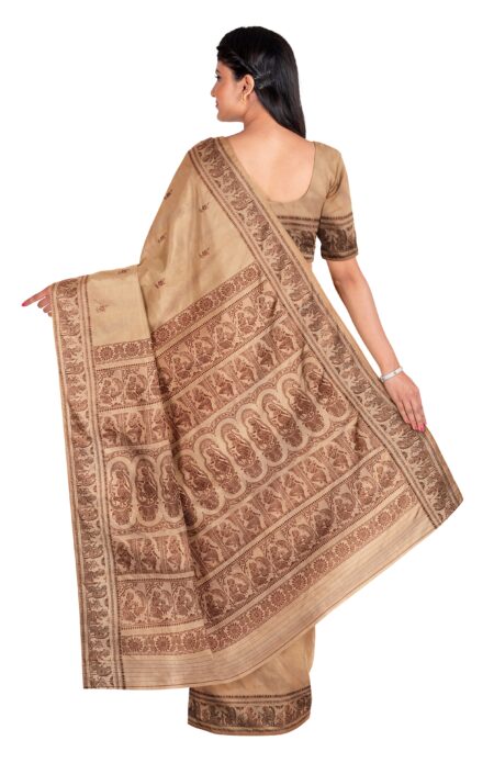 Baluchari Silk Saree - Beige - Image 2
