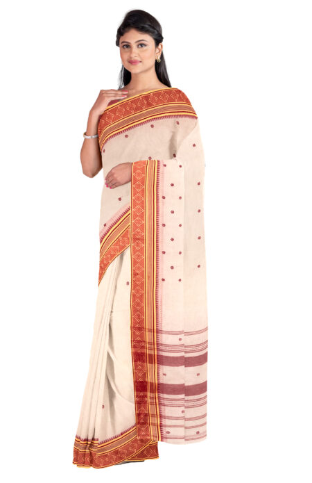 Handwoven Dhaniakhali Cotton Saree - Image 3