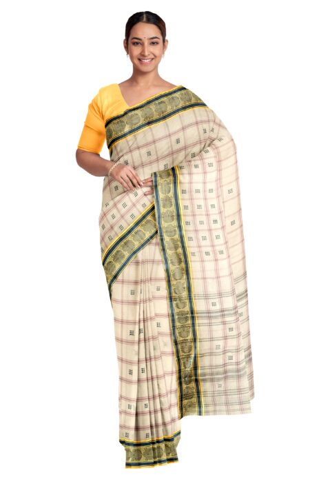 Handwoven Dhaniakhali Cotton Saree