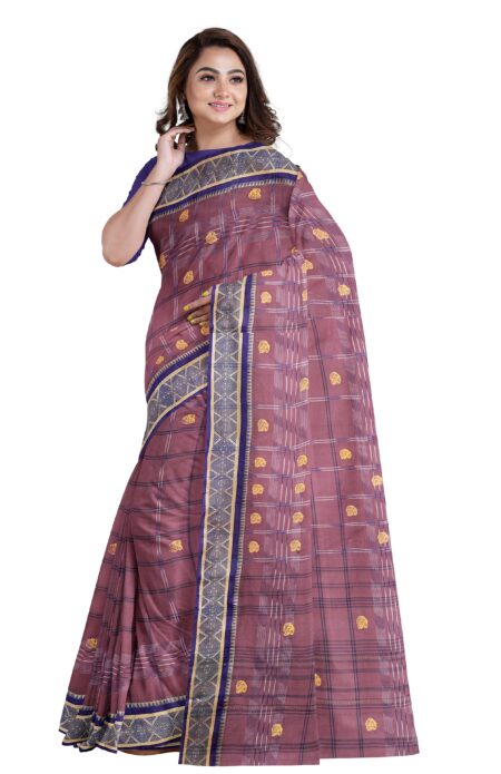 Handwoven Dhaniakhali Cotton Saree - Image 3