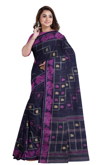 Handwoven Dhaniakhali Cotton Saree - Image 3