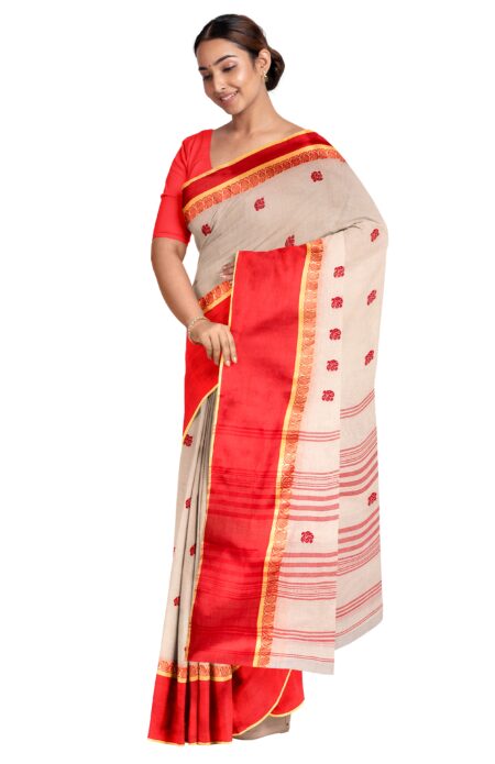 Handwoven Dhaniakhali Cotton Saree - Image 3